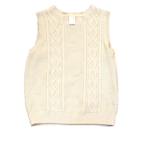 Gymboree Other - Gymboree Cream Cable Knit Vest Sweater Retro Boys L 10 12 Grandpa